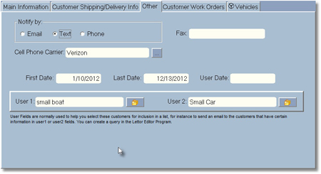 Email marketing screen for repair order software